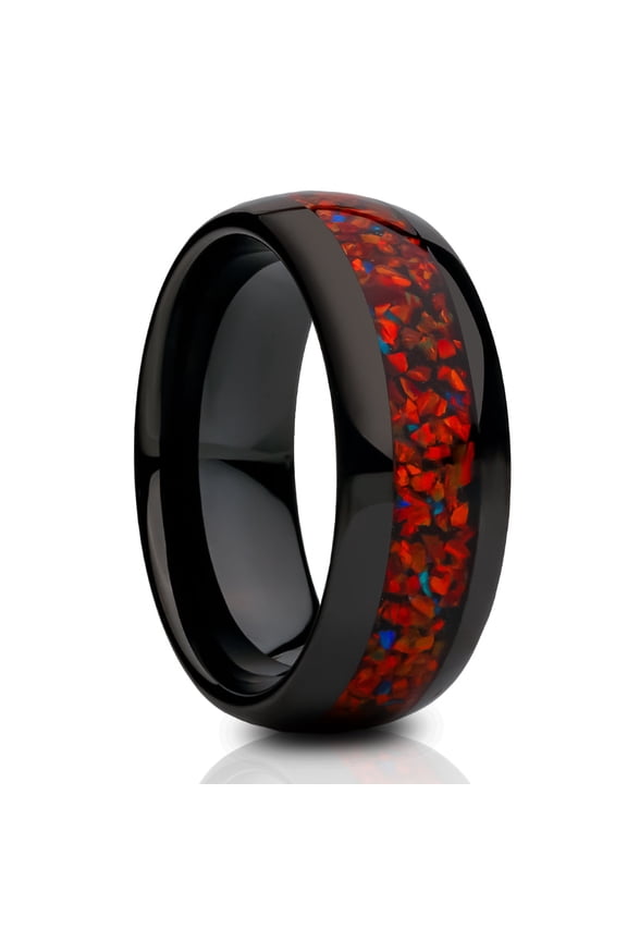 Galaxy Opal Tungsten Ring,Black Tungsten Ring,Engagement Ring,8mm Wedding Ring,Anniversary Ring
