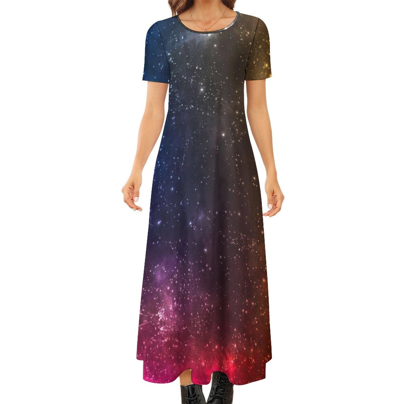 Galaxy Outer Space Dress Flaming Star Nebula Street Wear Boho Beach ...