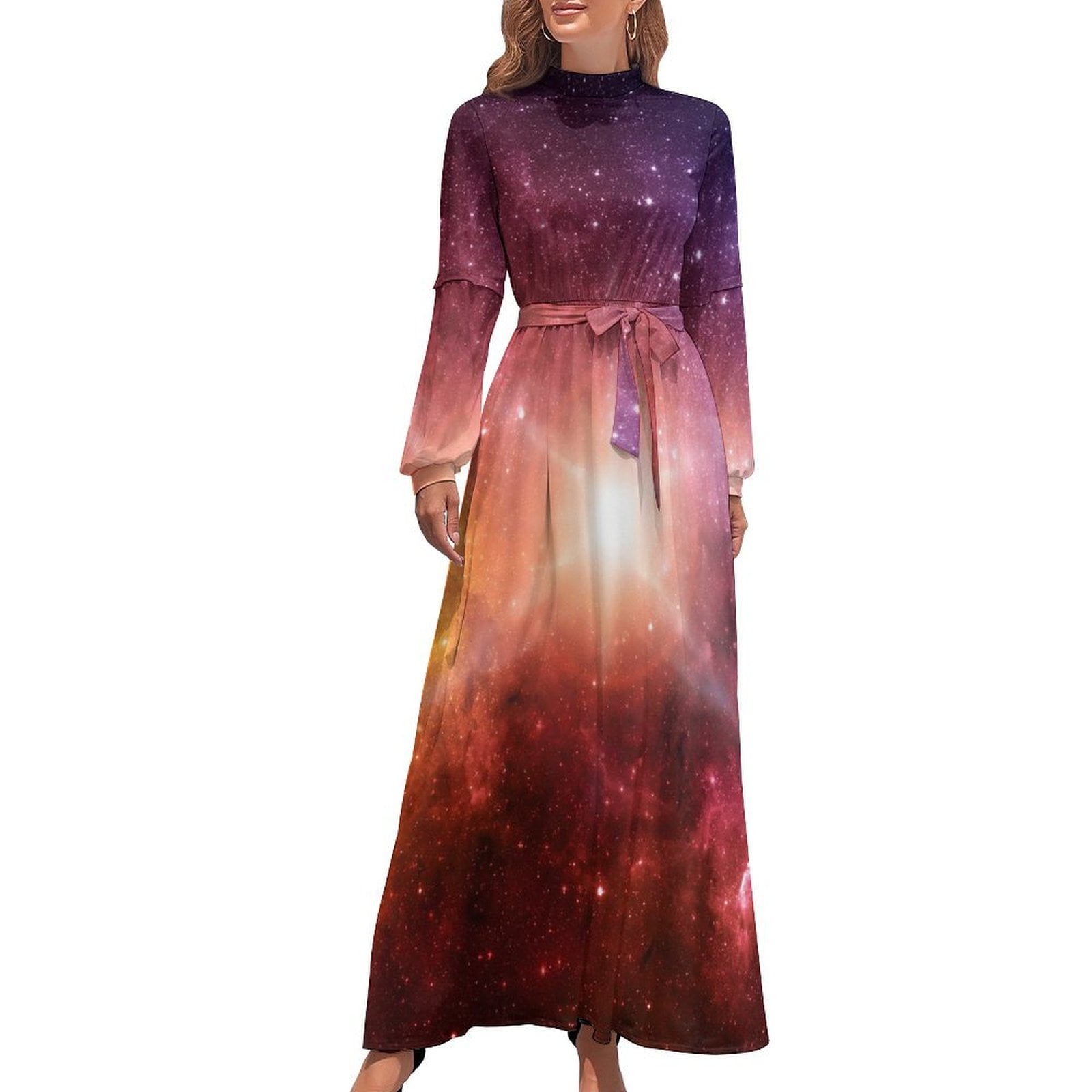 Space Galaxy N ight dress★☆accessories☆☆ Galaxy Outer Space Dress Flaming Star Nebula Trendy Graphic Maxi