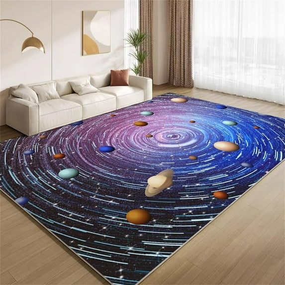 Galaxy Outer Space Rug 3x5ft Small Area Rugs Colorful Universe Planet Rugs Soft Washable Non Slip Carpet for Teens Boys Girls Room Living Room Bedroom Entry Floor Mats