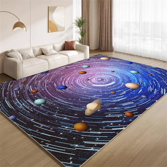 Galaxy Outer Space Rug 5x8ft Area Rugs Colorful Universe Planet Rugs Soft Washable Non Slip Carpet for Teens Boys Girls Room Living Room Bedroom Entry Floor Mats