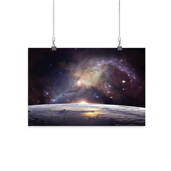 Galaxy Over Planet Poster - Smartprints Designs,