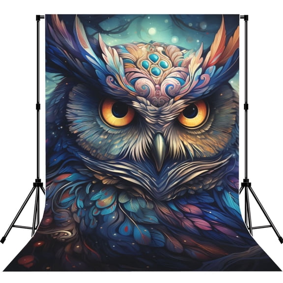 Galaxy Owl Starry Art Photography Backdrop 5x7Ft Background for Photo Studio Video Recording Birthday Party Wedding Home Decor
