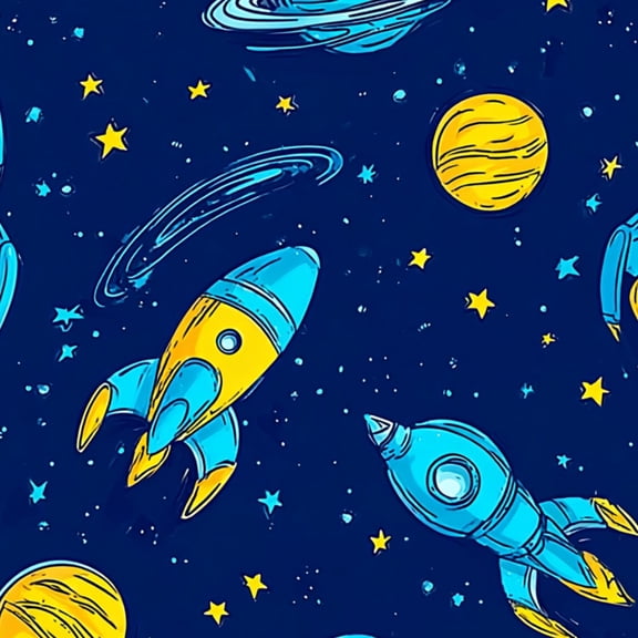Galaxy Peel and Stick Wallpaper Blue Yellow Rockets Space Stars Planets Wall Mural 23.6in x 9.8ft Self Adhesive Removable Wall Paper Renter Friendly Wallpaper for Nursery Bedroom Cabinets