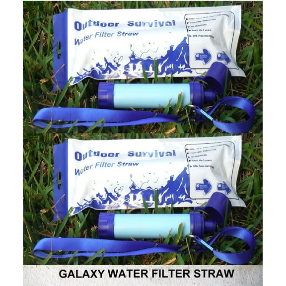 Galaxy Personal Portable Water Filter Straw Filtration Purifier For Hiking, Camping, Hunting, Travel, Outdoor Emergency Survival Detachable Drinking Two Pack