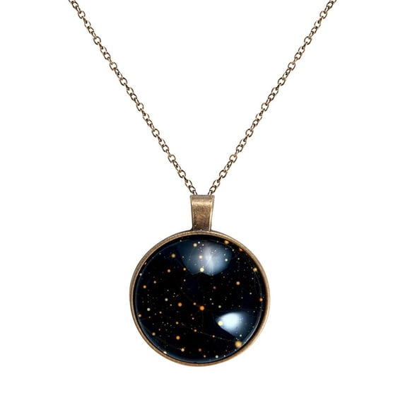 Galaxy Planet Necklace Personalized Custom Photo Round Pendant Adjustable Stainless Steel Necklaces with Gift Box for Men Women Mothers Valentine's Jewelry Gift