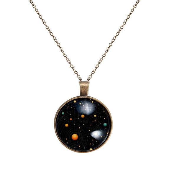 Galaxy Planet Necklace Personalized Custom Photo Round Pendant Adjustable Stainless Steel Necklaces with Gift Box for Men Women Mothers Valentine's Jewelry Gift