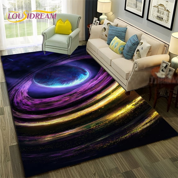 Galaxy Planet Star 3D Universe Space Carpet Rug for Home Living Room Bedroom Sofa Doormat r Kid Area Rug Non-slip Floor Mat