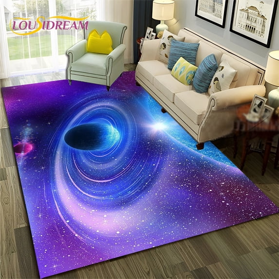Galaxy Planet Star 3D Universe Space Carpet Rug for Home Living Room Bedroom Sofa Doormat r Kid Area Rug Non-slip Floor Mat