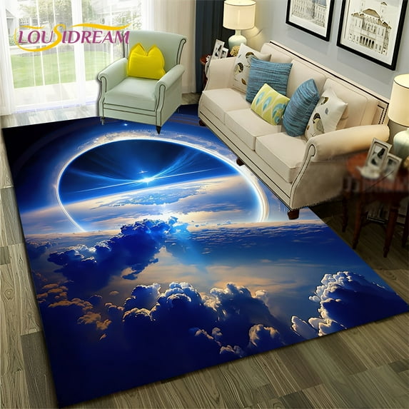 Galaxy Planet Star 3D Universe Space Carpet Rug for Home Living Room Bedroom Sofa Doormat r Kid Area Rug Non-slip Floor Mat