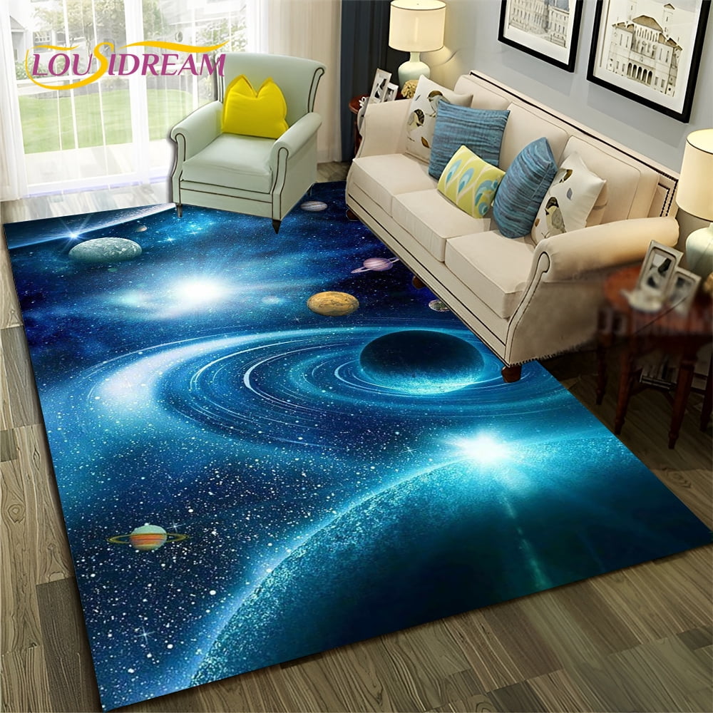 Universe Rug Galaxy Planet Star 3D Universe Space Carpet Rug for Home Living Room ...