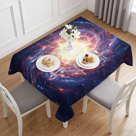 Galaxy Planet Theme Table Cloth 60x84in, Waterproof Rectangle Tablecloth Wipeable Tablecloths Moon Outer Space Table Covers for Dining Tables Party Indoor Outdoor