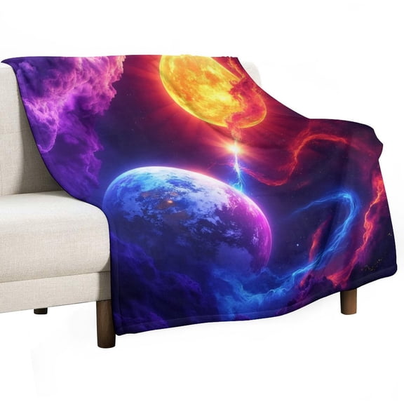 Galaxy Planets Dreamy Art Throw Blanket Warm Microfiber Flannel Bedroom Decor Blankets For Beds