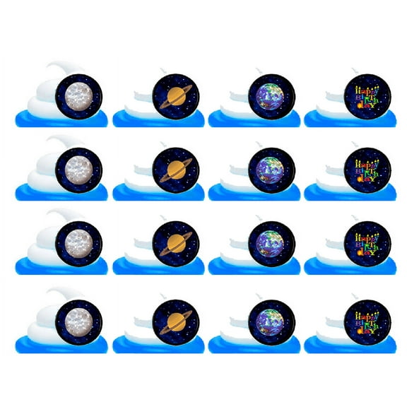 Galaxy Planets Easy Toppers Cupcake Decoration Rings -24pk