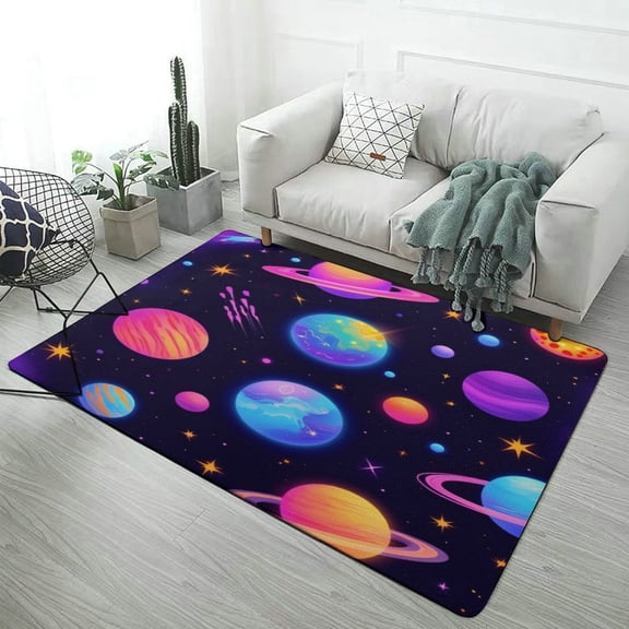 Galaxy Planets Glow Carpet Style Living Room Bedroom Rug Soft Carpet Modern 3d Entry Door Mats Household
