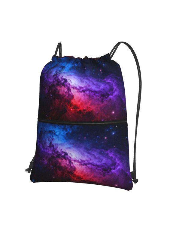 Galaxy Print Drawstring Backpack Bag Water Resistant Yoga Shopping Cinch Bag Sackpack For Men Women