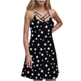 thumbnail image 1 of Galaxy Print Dress for Women Summer Sleeveless Casual A Line Tank Sundress Criss Cross V Neck Mini Dress, 1 of 5