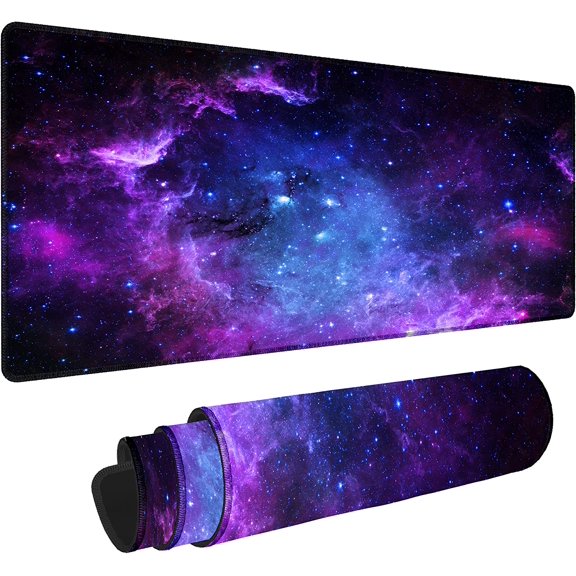 Galaxy Print Extended Big Mouse Pad Large,XL Gaming Mouse Pad Desk Pad,31.5x11.8inch Long Computer Keyboard Mouse Mat Mousepad with 3mm Non-Slip Base and Stitched Edge for Home Office Work