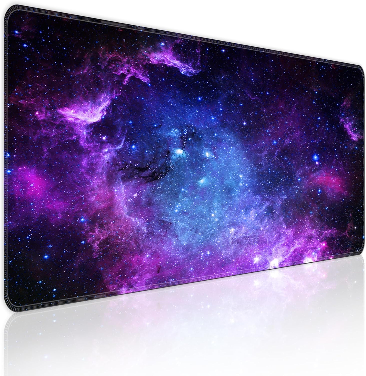 Galaxy Print Extended Big Mouse Pad - XL Gaming Mouse Pad Desk Pad, 31.5x11.8 Inch Long Computer Keyboard Mouse Mat, Non-Slip Base, Stitched Edge for Home Office Work