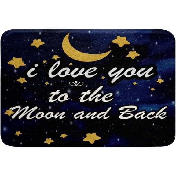 Galaxy Print Microfiber Bath Mat Sun and Moon Design Non Slip Shaggy Absorbent Bathroom Rug Starry Sky Dark Blue Constellation Theme Floor Doormat 16x24 Inch