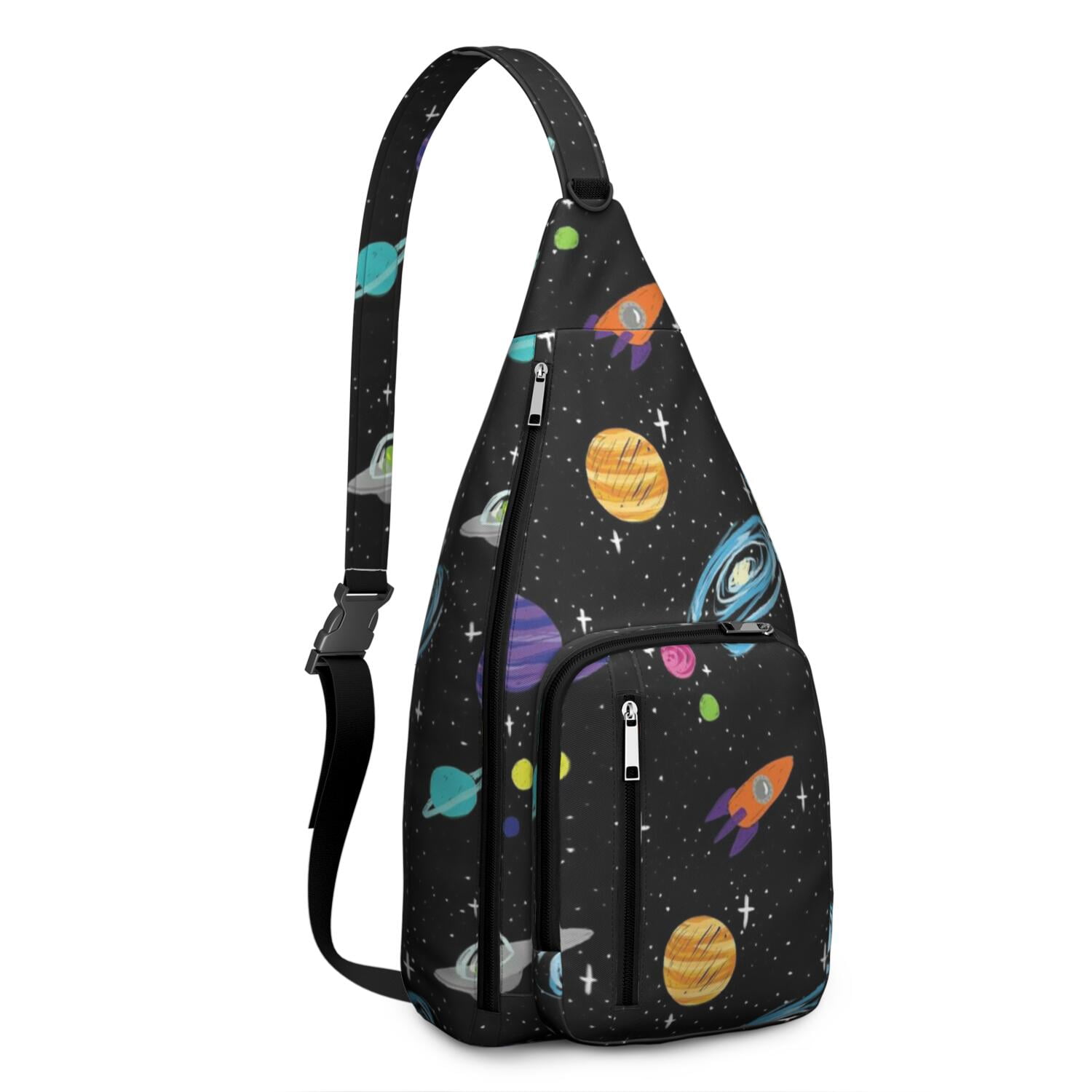 Galaxy Print Sling Bag - Starry Night Sky Pattern Crossbody Backpack ...