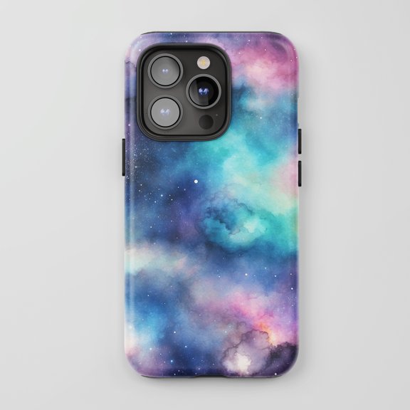 Galaxy Print for All iPhone Series Tough Phone Case Watercolor Space