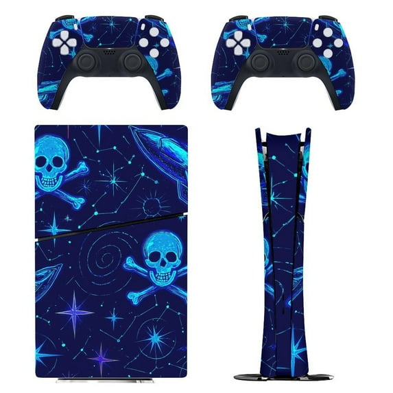 Galaxy Privateer Space Console Skin Bundle for PS5 Pro Slim Disc & Digital / PS4 – Full Wrap + Dual Controller Flair