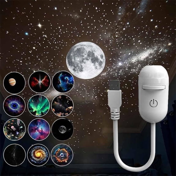 Galaxy Projector 2-in-1 Starry Sky Night Light, 360° Adjustable LED Milky Way Projector Lamp, USB Powered Portable Star Projector for Bedroom, Hallway & Ceiling Decor ( 12 Films)