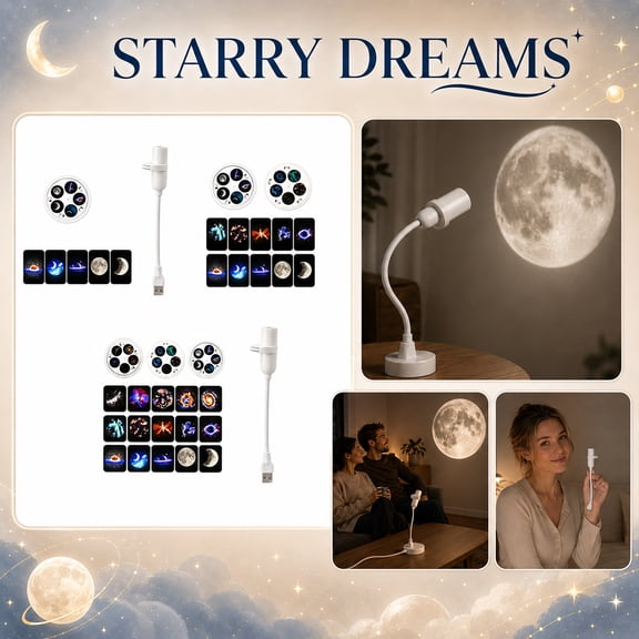 Galaxy Projector, 2-in-1 Starry Sky Projector& Night Light, 360° Rotating Design, Image Planetarium Bedroom Lights, for Bedroom, for Adults Moon A