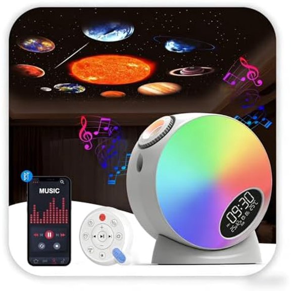 Galaxy Projector for Bedroom, 13 in 1 HD Planetarium Star Projector with Atmosphere Light, Alarm Clock, White Noises, Timer, Ceiling Star Night Light for Kids, Gaming Room,Home Theater Decor
