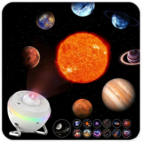Galaxy Projector for Bedroom, 13 in 1 Planetarium Projector with Meteor, LED Space Galaxy Lamp, Night Lights Room Decor for Kids Adults Birthdays Gifts - White Y101