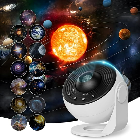 Galaxy Projector for Bedroom, 13 in 1 Planetarium Star Projector with Solar System & Constellation, Night Light for Ceiling - 360 Rotating with Timer, Adjustable Knob, Kids Adults Room Decor (White)