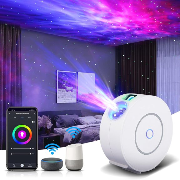 Galaxy Projector for Bedroom, Projector Galaxy Light,Northern Lights Projector,Ceiling Starlight Projector,Nebula Lamp, APP&oice Control, LED Night Light Projector for Room White