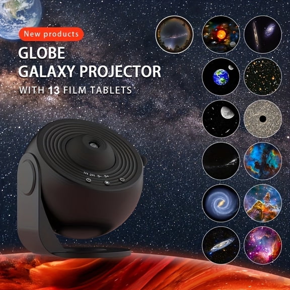 Galaxy Projector Lamp, 13-in-1 HD Planetarium Starry Sky Projector for Bedroom, 360° Rotating Night Light with Timer, Adjustable Knobs, Kids Gift, Ceiling & Room Decor for St. Patrick's Day