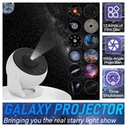 Luces Decorscion De Planetas, Planetarium Star Projector with 12 Planet Discs, Bedroom Starry Sky Night Light Projector Lamp White