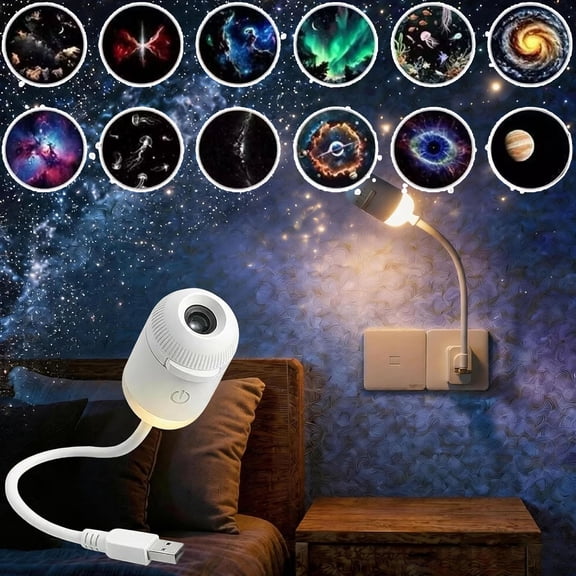 Galaxy Projector Night Light,2-In-1 Dynamic Rotating Led Projector Light With Adjustable Brightness,Holographic Night Light Projector,Hd Smart 5D Mini Usb Galaxy Dream Projection Night Light