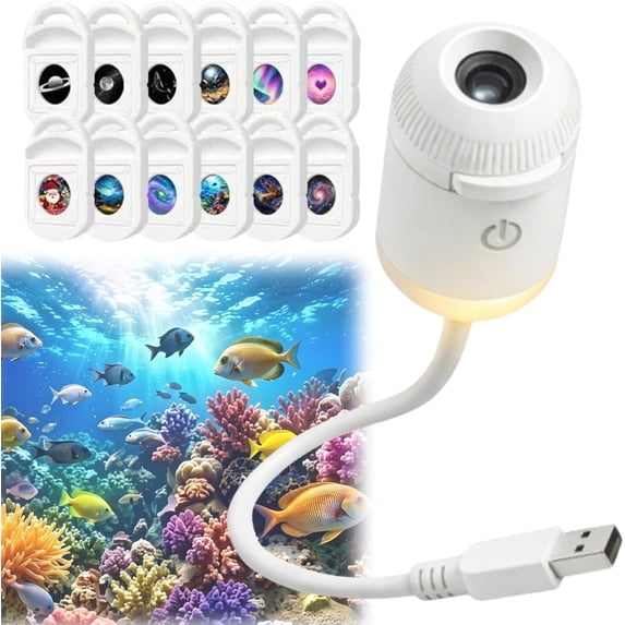 Galaxy Projector Night Light, 2-in-1 5D Holographic Star Projector, 360° USB Ceiling Lamp with 12 Films