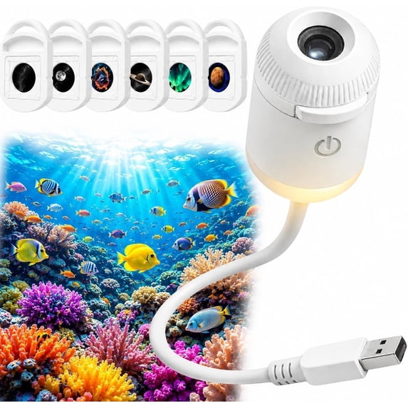 Galaxy Projector Night Light, 2-in-1 5D Holographic Star Projector, 360° USB Ceiling Lamp with 6 Films