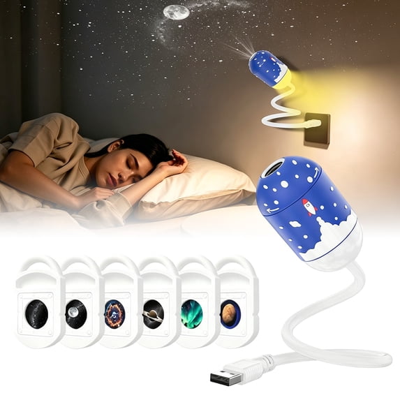 Galaxy Projector Night Light, 2-in-1 Smart Holographic Star 5d Projector, Plug and Play Star Projector with Projection Films, Space Starry Sky USB Projection