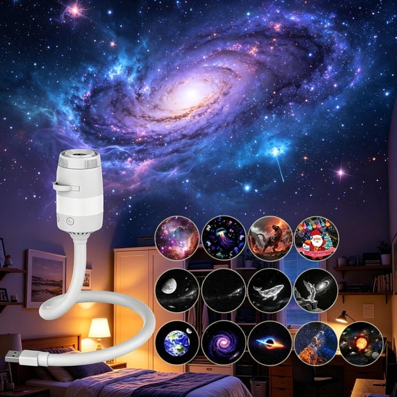Galaxy Projector Night Light, 2-in-1 USB Portable Galaxy Star Projector Night Light, LED Ceiling/Wall Projection Lamp with 360 Rotation, USB Power for car and Bedroom, Decoration24PCS