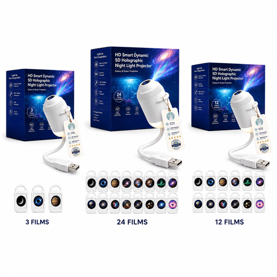 Galaxy Projector Night Light, 5D Holographic Night Light Projector with 24 HD Films, USB Powered Ocean Projector Star Light with Touch Control for Kids Room Bedroom Dorm Gift