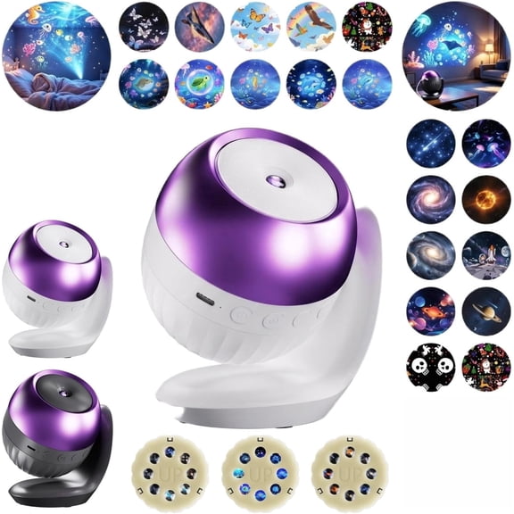 Galaxy Projector Night Light, Hd Smart Dynamic 5D Holographic Nightlight | 2027 New 360° Adjustable USB Powered Hd Galaxy and Ocean Projector with 24 Films for Bedroom Ceiling Wall Room Decor