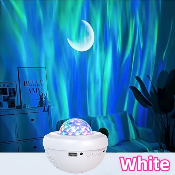 Galaxy Projector Night Light with Music Speaker, Starry Sky Moon Projection Light, Ocean Wave Projector for Bedroom, Northern Lights Projector with Moon, Ambient Lighting for Room Party Xmas