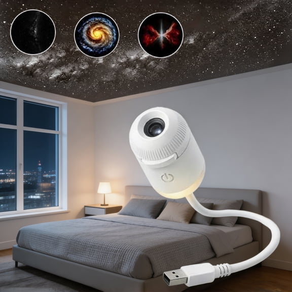 Galaxy Projector Night Light, Star Projector Lamp, USB Mini LED Night Light, Starry Sky Ceiling Light for Bedroom, Ambient Lighting Room Decor.(3 Slides)
