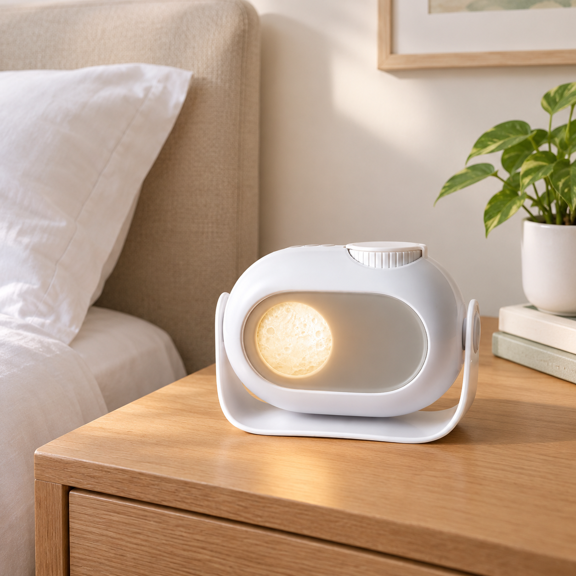 Galaxy Projector Night Light with Dynamic Lunar Eclipse Effect, Rechargeable Cordless Design