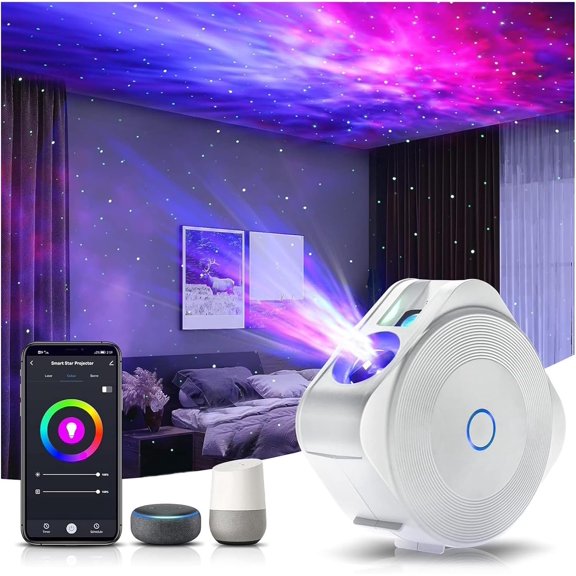 Galaxy Projector, Projector Galaxy Light,Northern Lights Projector, Starlight Projector,Rotatable Nebula Lamp, APP&oice Control,24H Timer,LED Night Light Projector for Adult White
