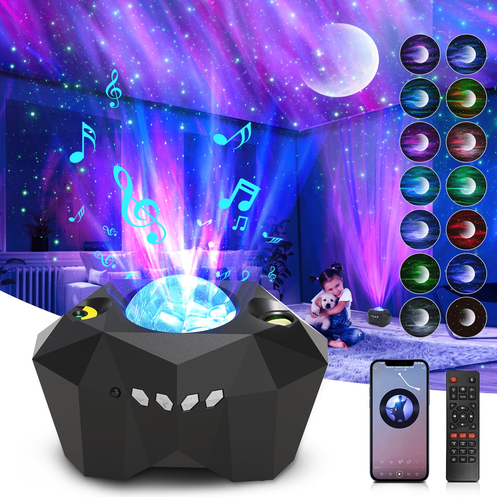 Galaxy Projector, Star Moon Projector w/ Remote Control, 55 Lighting  Effects Night Light Projector With Time Function Build-in Bluetooth Speaker  for Adult Kids Party Bedroom Skylight Game Home Decor 