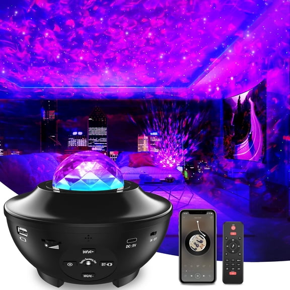 MIKISS Bluetooth Speakers Timer & Remote Control Space Scenery LED Night Lights, Neutral