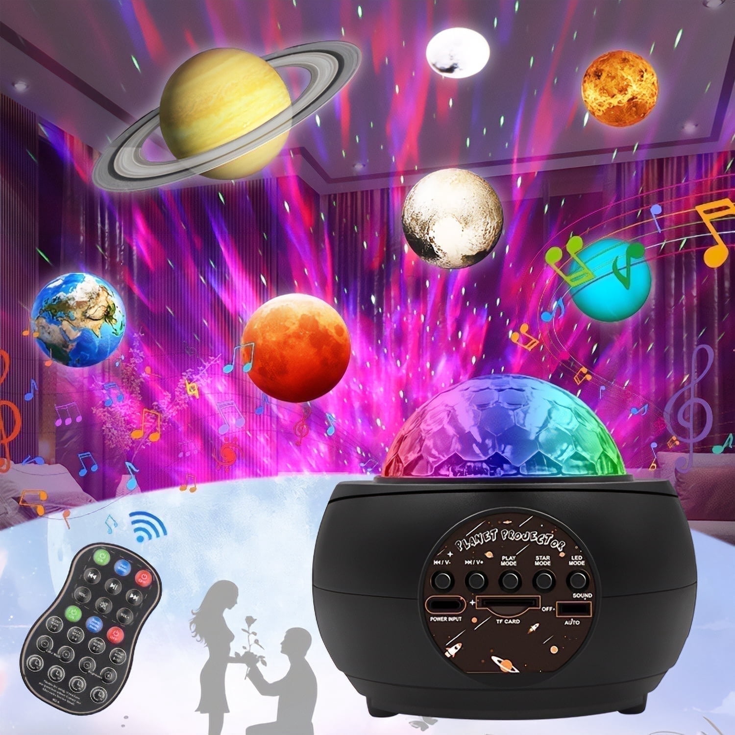 AMBLER Galaxy Projector, Star Projector for Bedroom, Bluetooth Speaker Night Light for Kids Adults Home Ceiling Gaming Room Decor