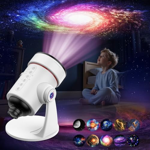 Galaxy Projector White Noise Machine Features 28 Non-Repeating Natural Soothing Sounds, 10 Realistic Star Light Nebula Scenes,Star Projector 1/2/4H Sleep Timer Therapy for Children and Adults